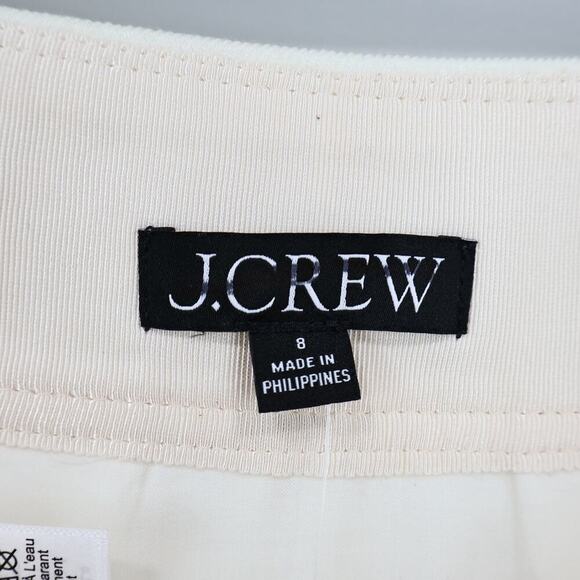 J.Crew Pleated Knee Length Stretch Linen Blend Skirt Ivory Size 8 NWT - Picture 4 of 9